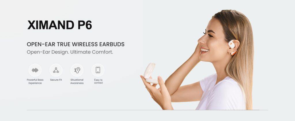 True wireless earbuds open ear design